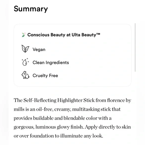 Florence by Mills Self-Reflecting Highlighter Stick - Self-Worth NWT - Picture 6 of 8